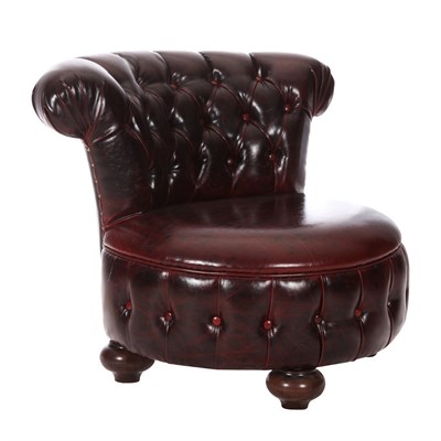 3A Mobilya Antik Kızıl Deri Lena Berjer - Pulap Kızıl Kahve