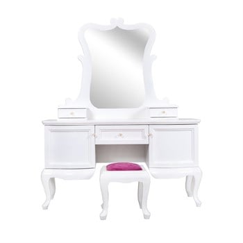 3A Mobilya Angel Makyaj Masası - Beyaz - Fuşya