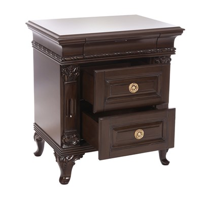 3A Mobilya Ceviz Cilalı Oymalı Komodin - Wenge