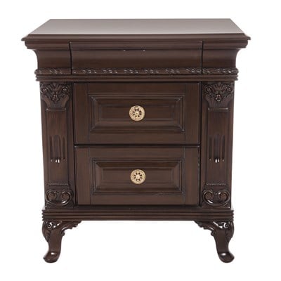 3A Mobilya Ceviz Cilalı Oymalı Komodin - Wenge