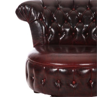 3A Mobilya Antik Kızıl Deri Lena Berjer - Pulap Kızıl Kahve