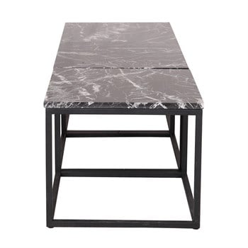 3A Mobilya Siyah Mermer Kare Sehpa 2 li - Siyah Beyaz