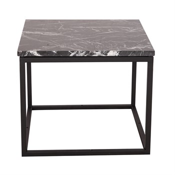 3A Mobilya Siyah Mermer Kare Sehpa 3 lü - Siyah Beyaz