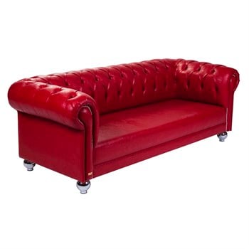 3A Mobilya Red And Nikel Chesterfield