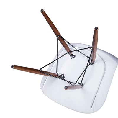 3A Mobilya Beyaz Deri Ahşap Çapraz Ayak Sandalye - Beyaz