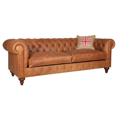 3A Mobilya Old English Real Leather Chesterfield