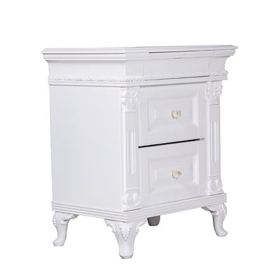 3A Mobilya Oymalı Ağır Komodin - Beyaz