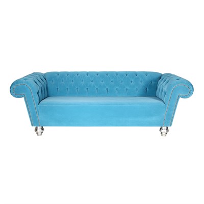3A Mobilya Silver Blue Chesterfield & Berjer