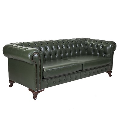 3A Mobilya Green Leather Chesterfield