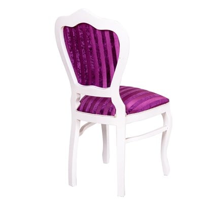 3A Mobilya Purple Line Oymalı Sandalye - Beyaz