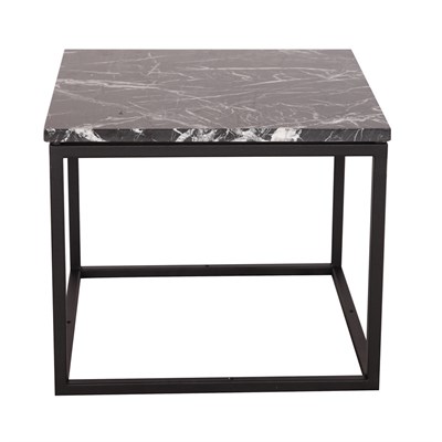 3A Mobilya Siyah Mermer Kare Sehpa - Siyah Beyaz