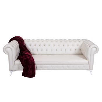 3A Mobilya White Leather Chesterfield - Beyaz