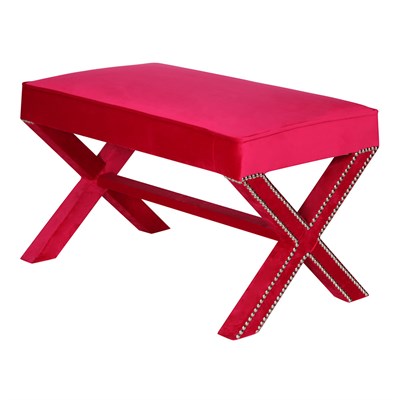 3A Mobilya Red With Silver Puf