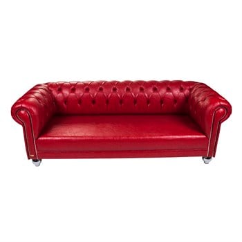 3A Mobilya Red And Nikel Chesterfield