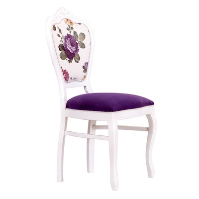 3A Mobilya Salkım Hanım Oymalı Sandalye - Beyaz/Mor