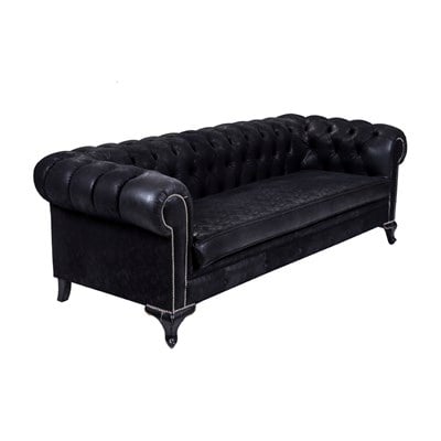 3A Mobilya Black Nubuk Chesterfield