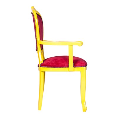 3A Mobilya Taçsız Kral Oymalı Sandalye - Sarı -Kırmızı