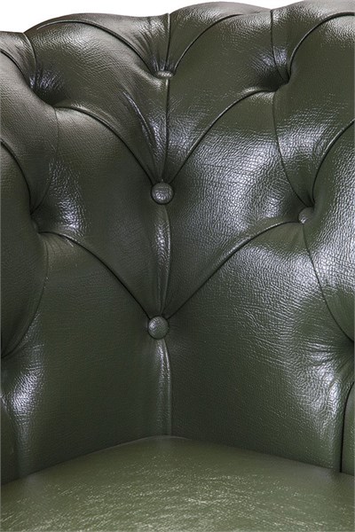 3A Mobilya Green Leather Chesterfield
