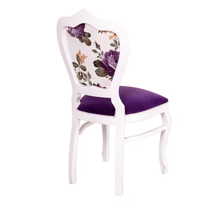 3A Mobilya Salkım Hanım Oymalı Sandalye - Beyaz/Mor