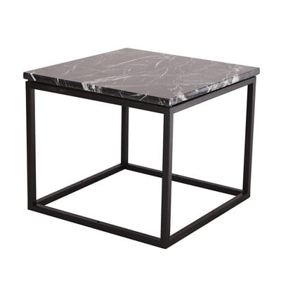 3A Mobilya Siyah Mermer Kare Sehpa - Siyah Beyaz