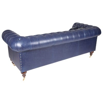 3A Mobilya Dark Blue Green Leather Chesterfield