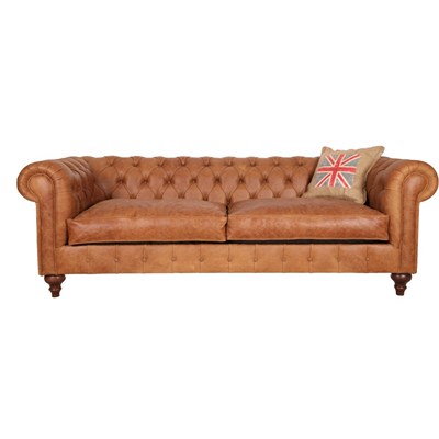 3A Mobilya Old English Real Leather Chesterfield