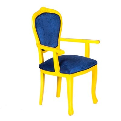3A Mobilya Şampiyon Babam Oymalı Sandalye - Sarı-Lacivert