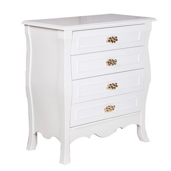 3A Mobilya Bombeli Elegance Şifonyer - Beyaz