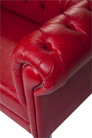 3A Mobilya Red And Nikel Chesterfield