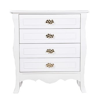 3A Mobilya Bombeli Elegance Şifonyer - Beyaz