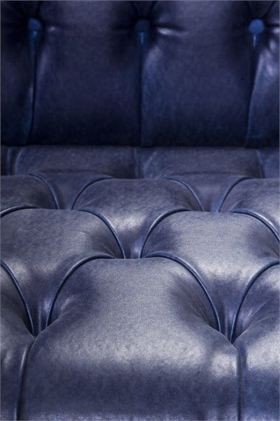 3A Mobilya Dark Blue Leather Chesterield