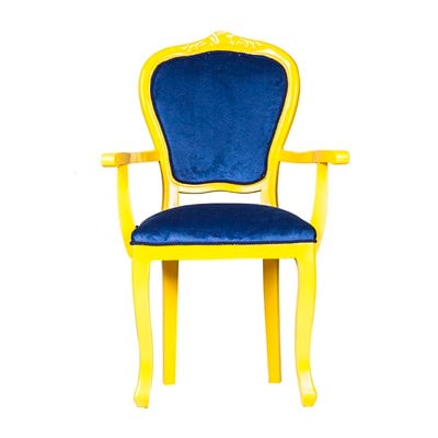 3A Mobilya Şampiyon Babam Oymalı Sandalye - Sarı-Lacivert