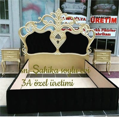 3A Mobilya Gold Yatak Başı - Komodin
