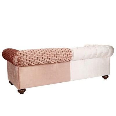 3A Mobilya Modern Örgü Chesterfield - Pembe Beyaz