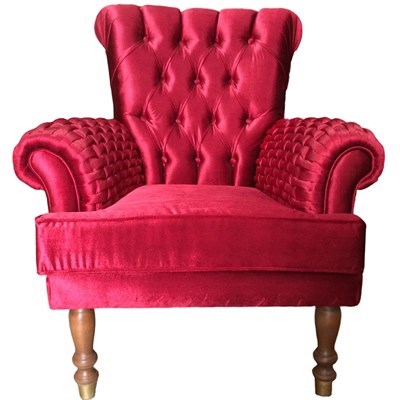 3A Mobilya Kırmızı Örgülü Berjer