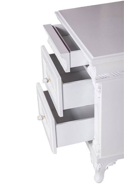 3A Mobilya Oymalı Ağır Komodin - Beyaz