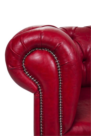 3A Mobilya Red And Nikel Chesterfield