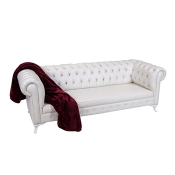 3A Mobilya White Leather Chesterfield - Beyaz