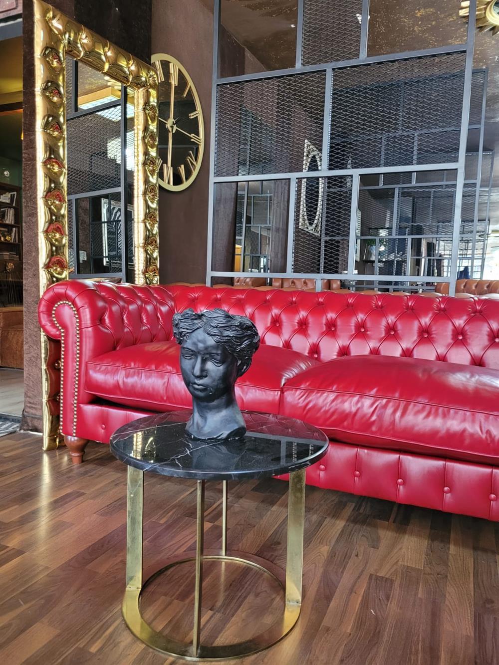 NEW PREMİUM BURGUNDY HAKİKİ DERİ CHESTERFİELD