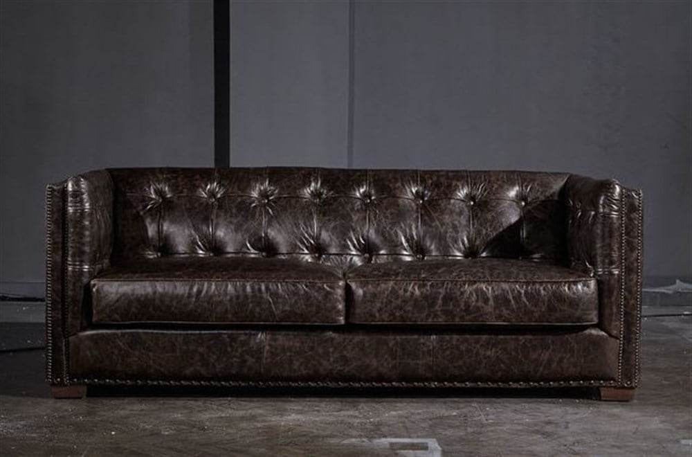 Vintage Dark Brown 3A Tuxedo Kanepe