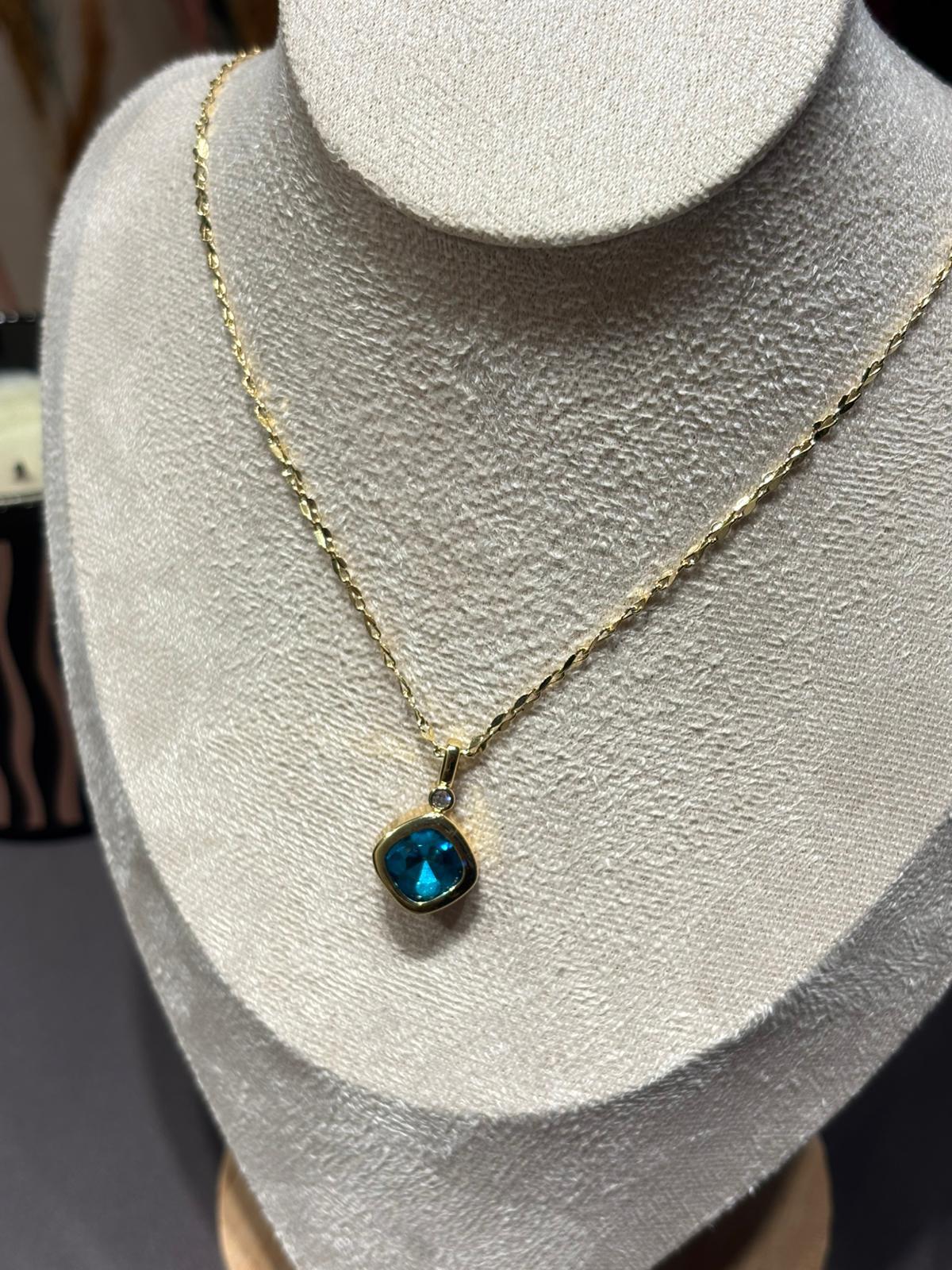 14 K Altın Kaplama(Xuping) Blue Aura Kolye(50cm)