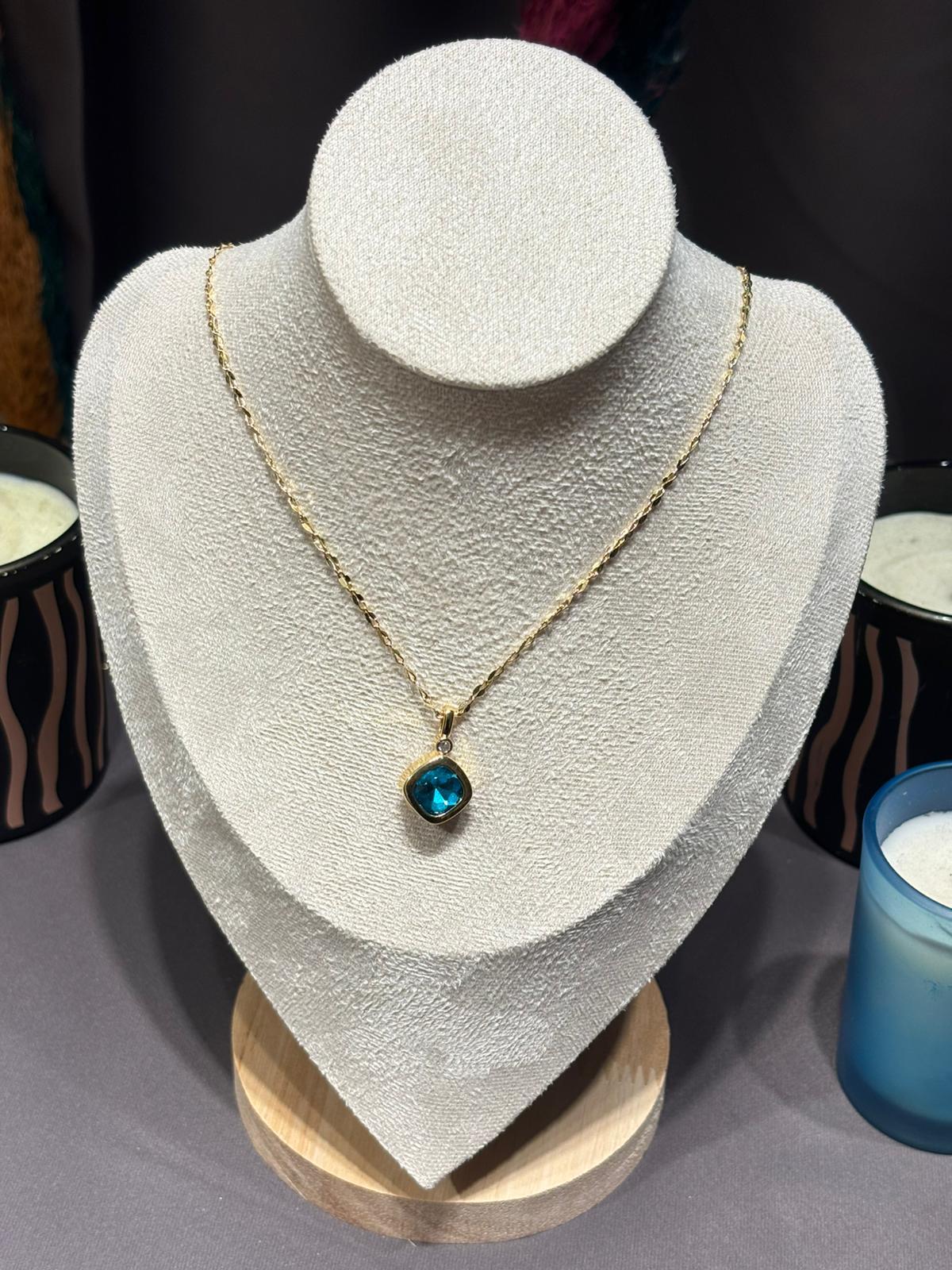 14 K Altın Kaplama(Xuping) Blue Aura Kolye(50cm)