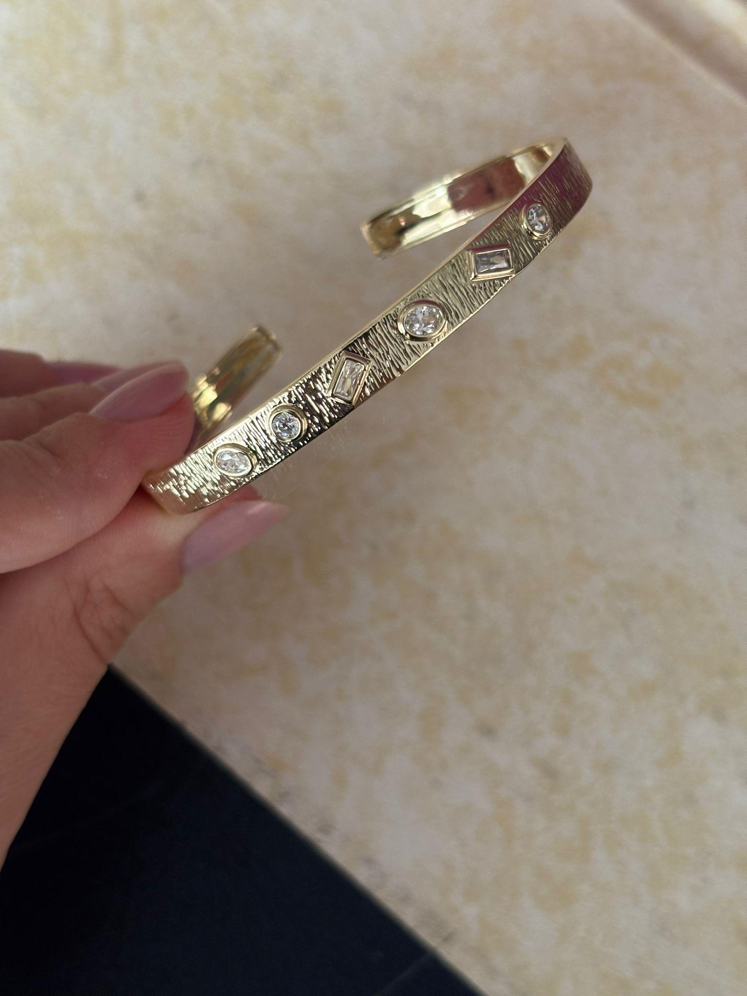 14K altın Kaplama Eskitme Tarzı Taşlı Bileklik