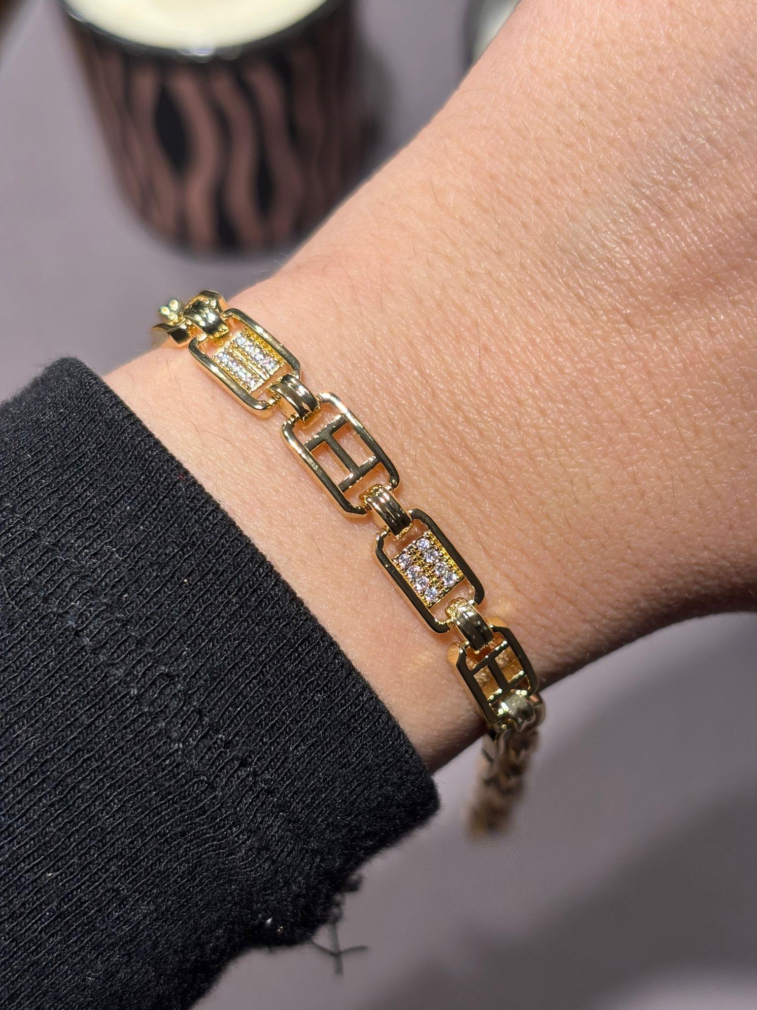 14K Altın Kaplama VIP Baget Kesim Zirkon Bileklik