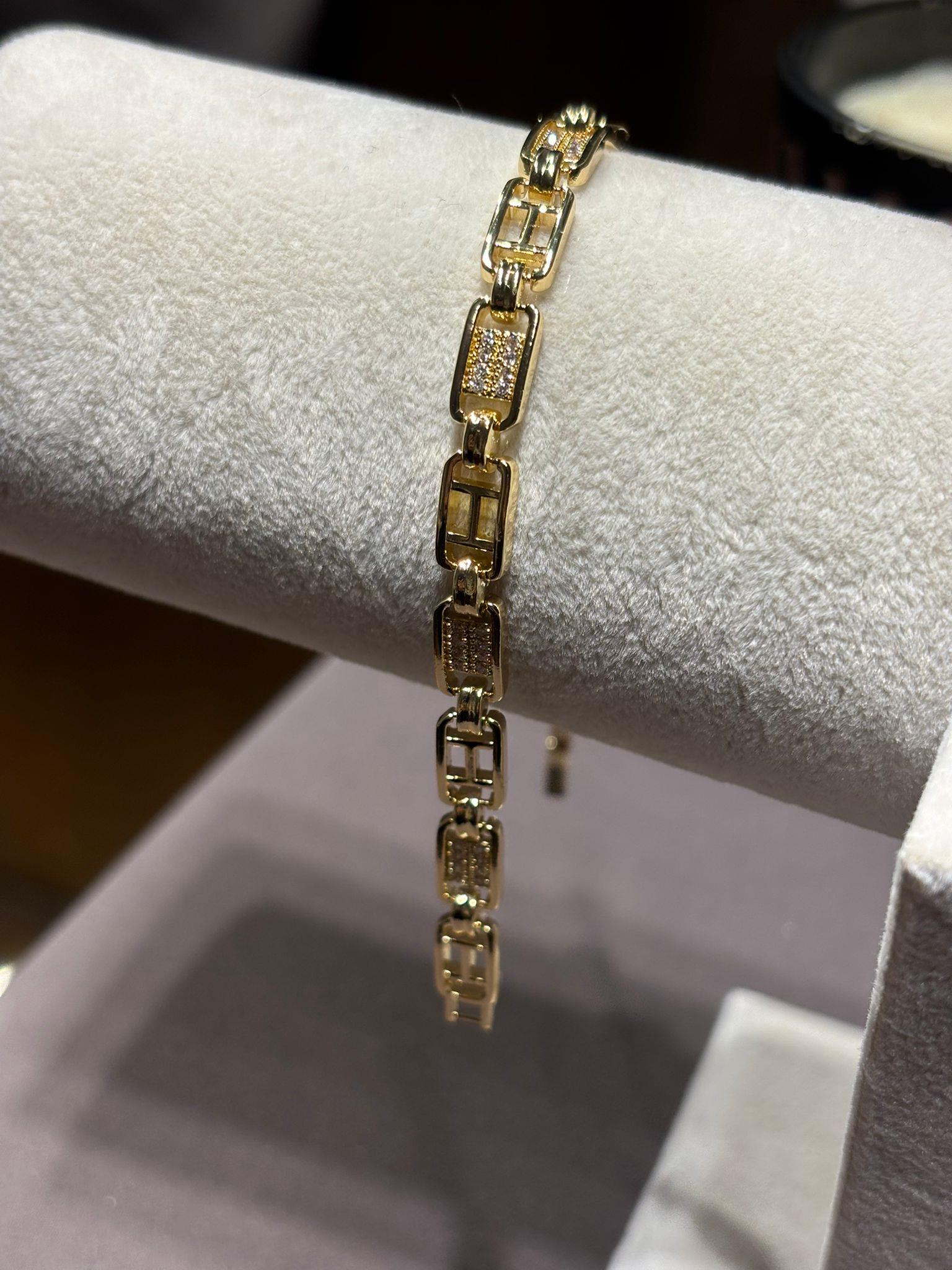 14K Altın Kaplama VIP Baget Kesim Zirkon Bileklik