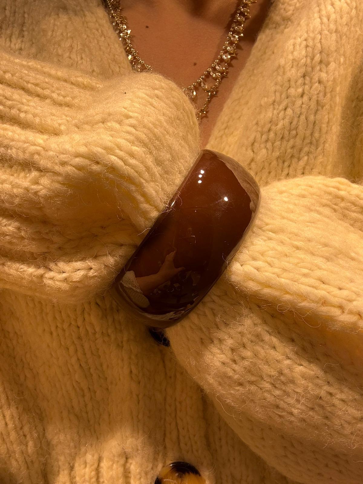 Akrilik Kahve Kalın Kış Bileziği