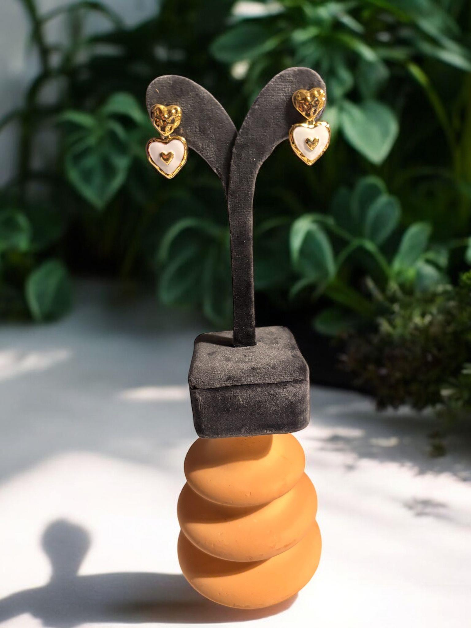 Gold Detay Kalp Küpe