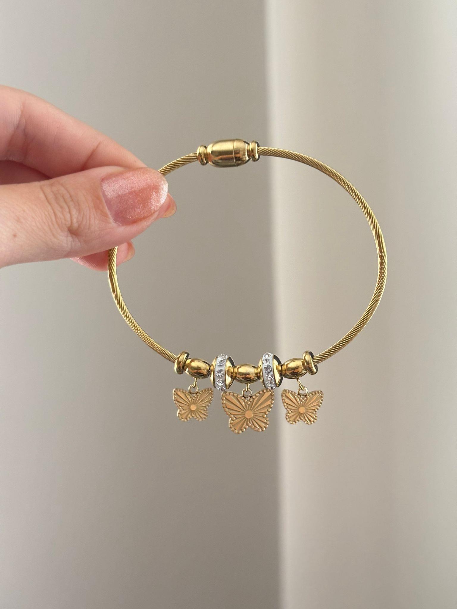 Kelebek Charm Çelik Bileklik