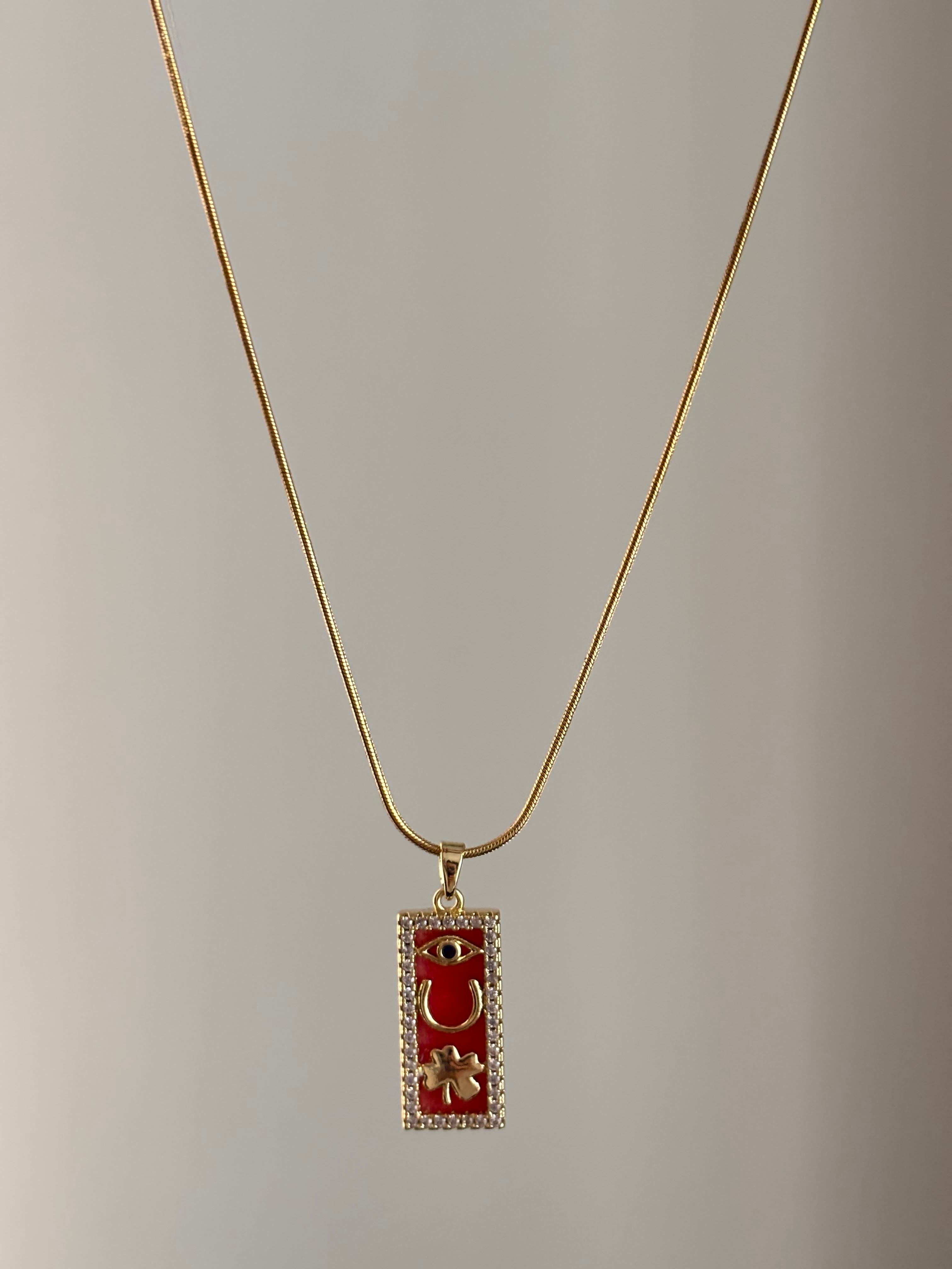 Kırmızı Şans Kolyesi Çelik(45cm)