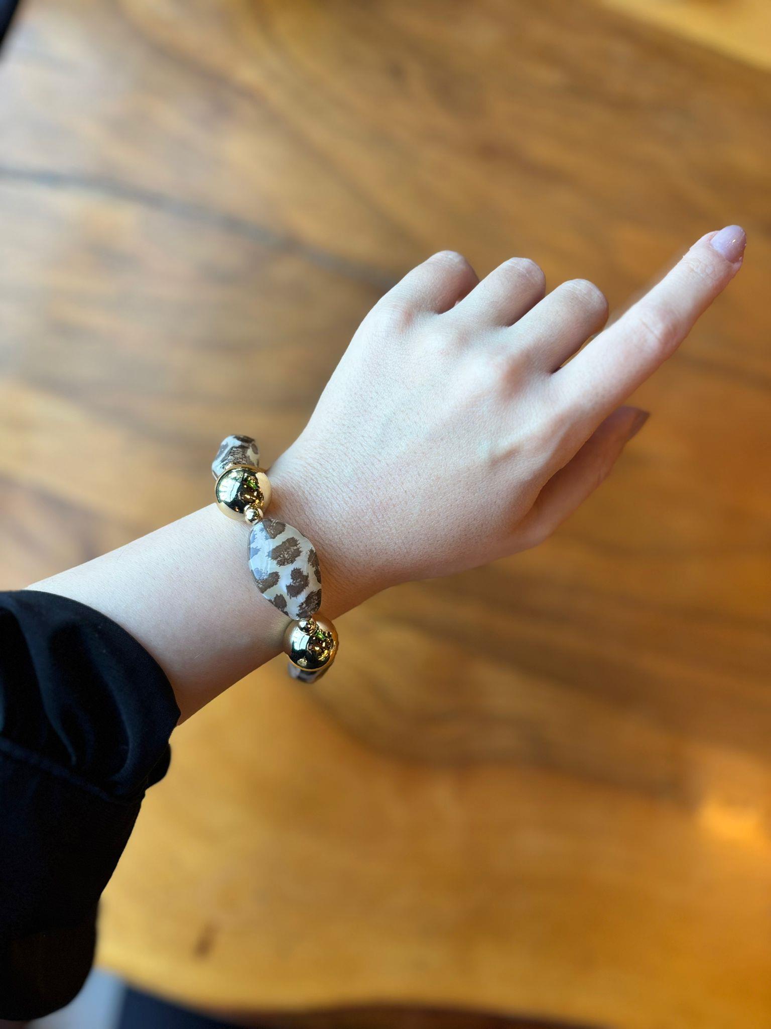 Leopar Arpa Gold Detay Bileklik